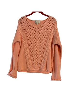 Ruby Moon Cable Knit Light Pink Sweater Womens Size Large